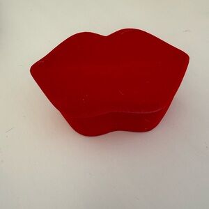 Target Brand Red Flocked Lip-Shaped Trinket Jar